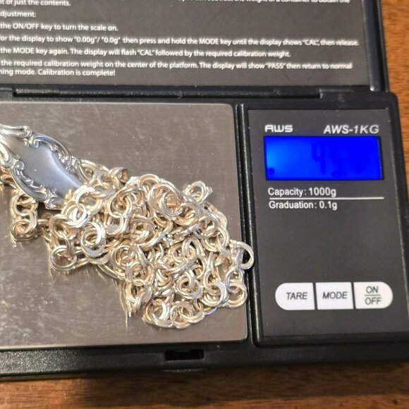 Vintage Sterling Silver Spoon Handle Pendant Necklace Double Curb Chain HS106 - Picture 11 of 11